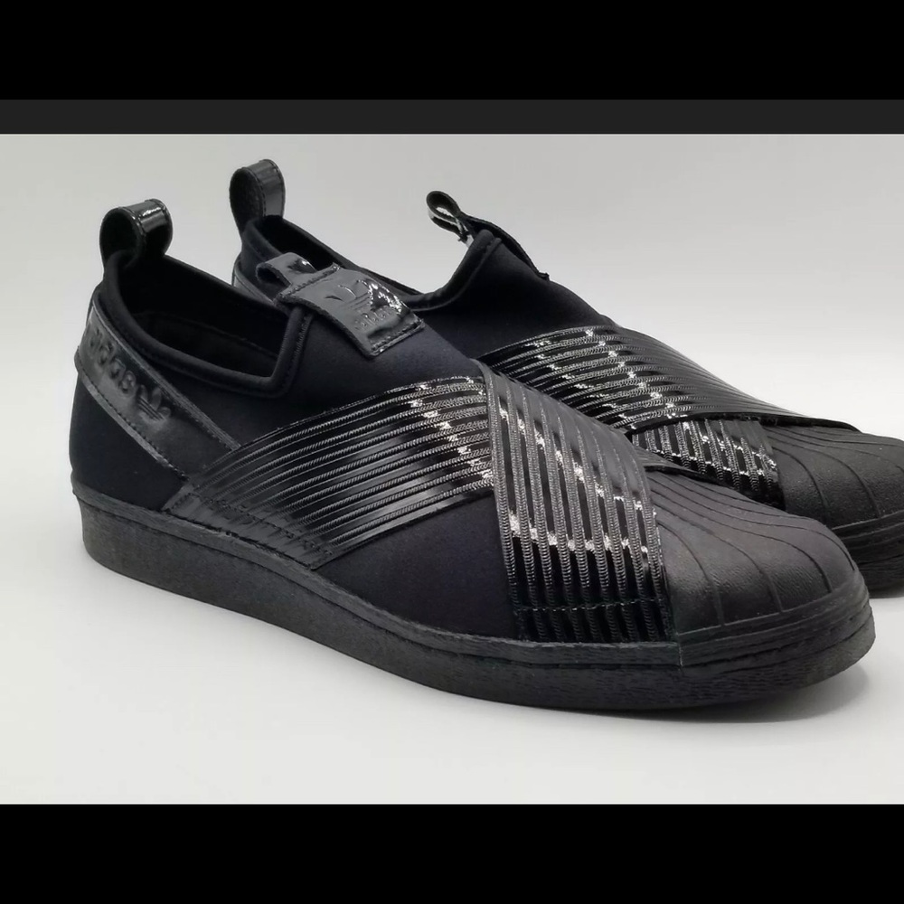 Adidas superstar slip on black sneakers size 10